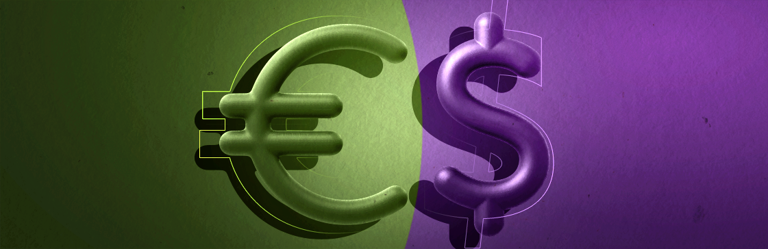 Visual representation of Euro (EUR) and US Dollar (USD) symbols, reflecting the analysis and forecast of the EURUSD exchange rate for August 2024.