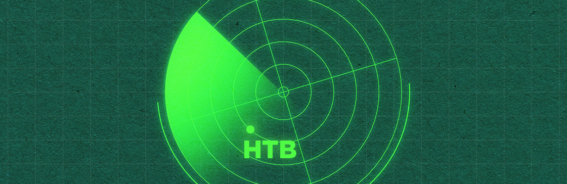 Radar screen with HTB signal, symbolizing the search and tracking of hard-to-borrow securities in institutional trading