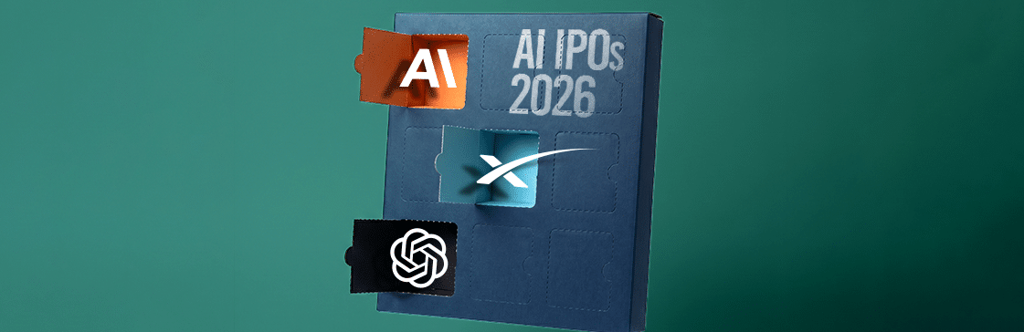 A calendar marked AI IPOs 2026 with three doors open — Anthropic, OpenAI and SpaceX — suggesting there is more to uncover before the full picture emerges.